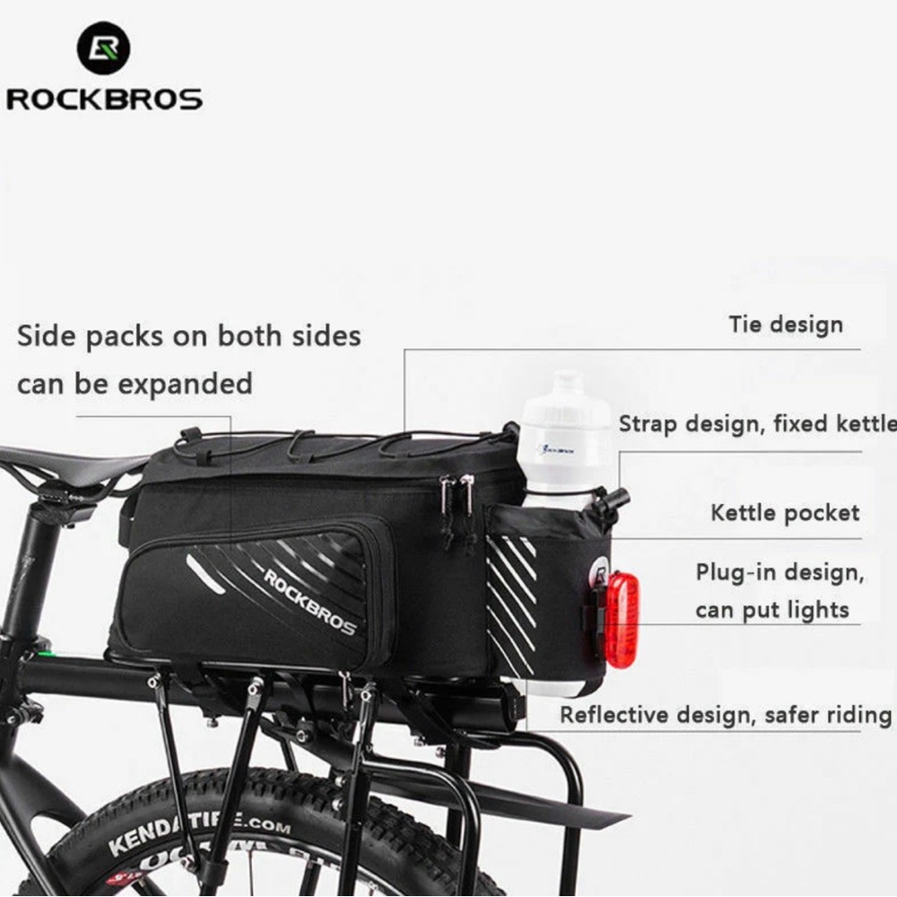 ROCKBROS Pro Bicycle Rear Rack
Bag with Extra Pockets - Picture 3 of 9